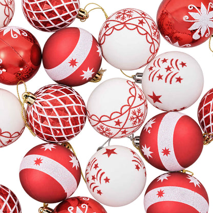Set di Palline di Natale 30 pz Rosso e Bianco Ø 6 cm Plastica | homemem39