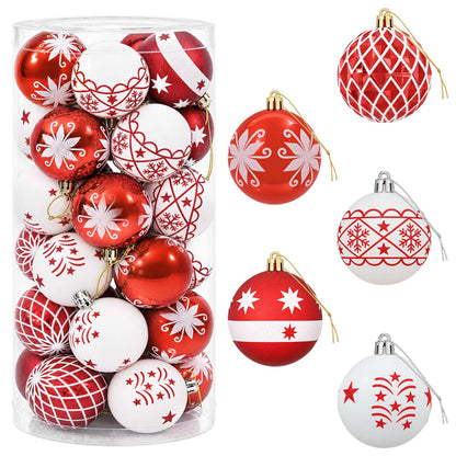 Set di Palline di Natale 30 pz Rosso e Bianco Ø 6 cm Plastica