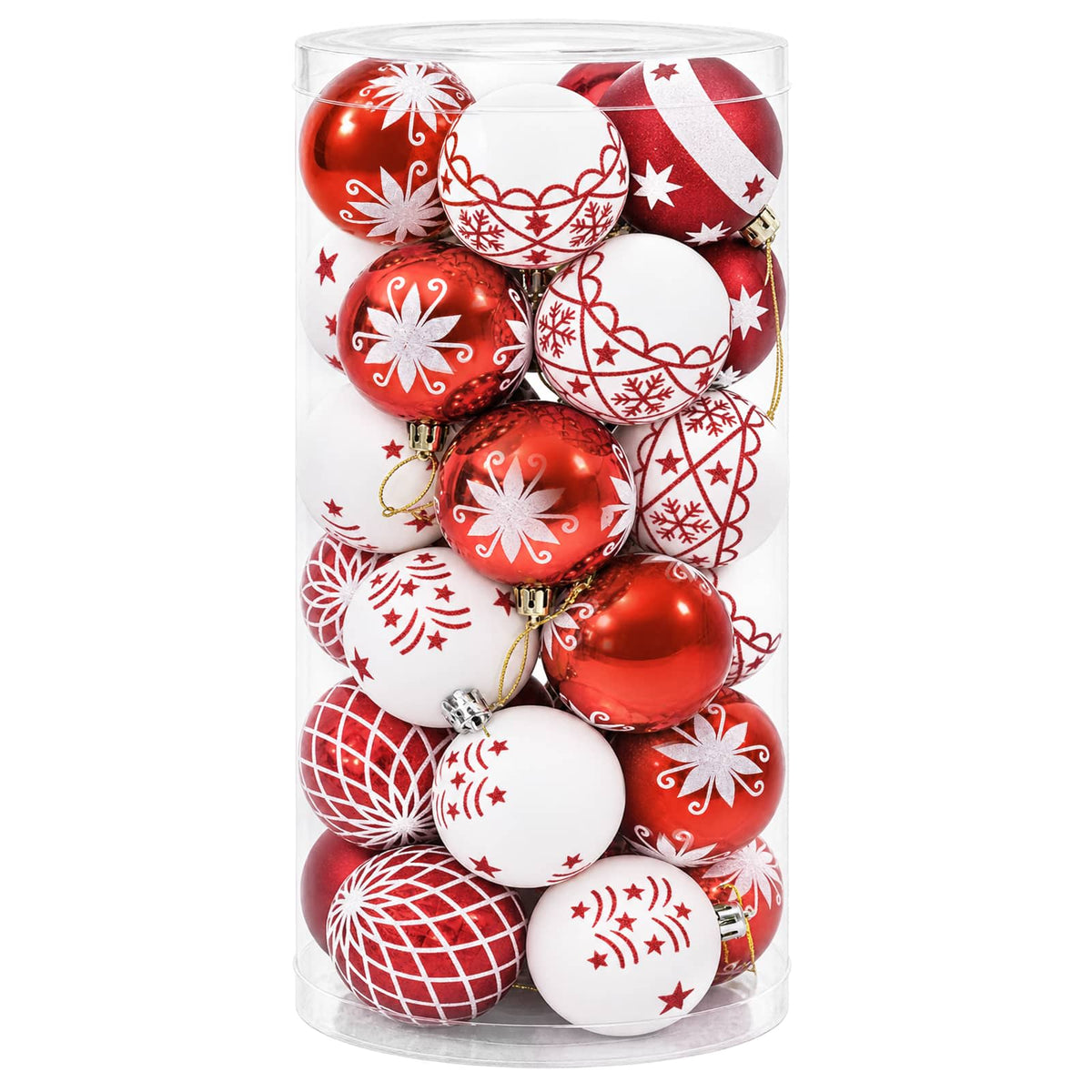 Set di Palline di Natale 30 pz Rosso e Bianco Ø 6 cm Plastica