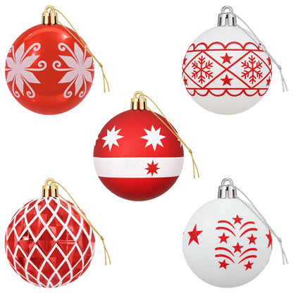Set di Palline di Natale 30 pz Rosso e Bianco Ø 6 cm Plastica | homemem39
