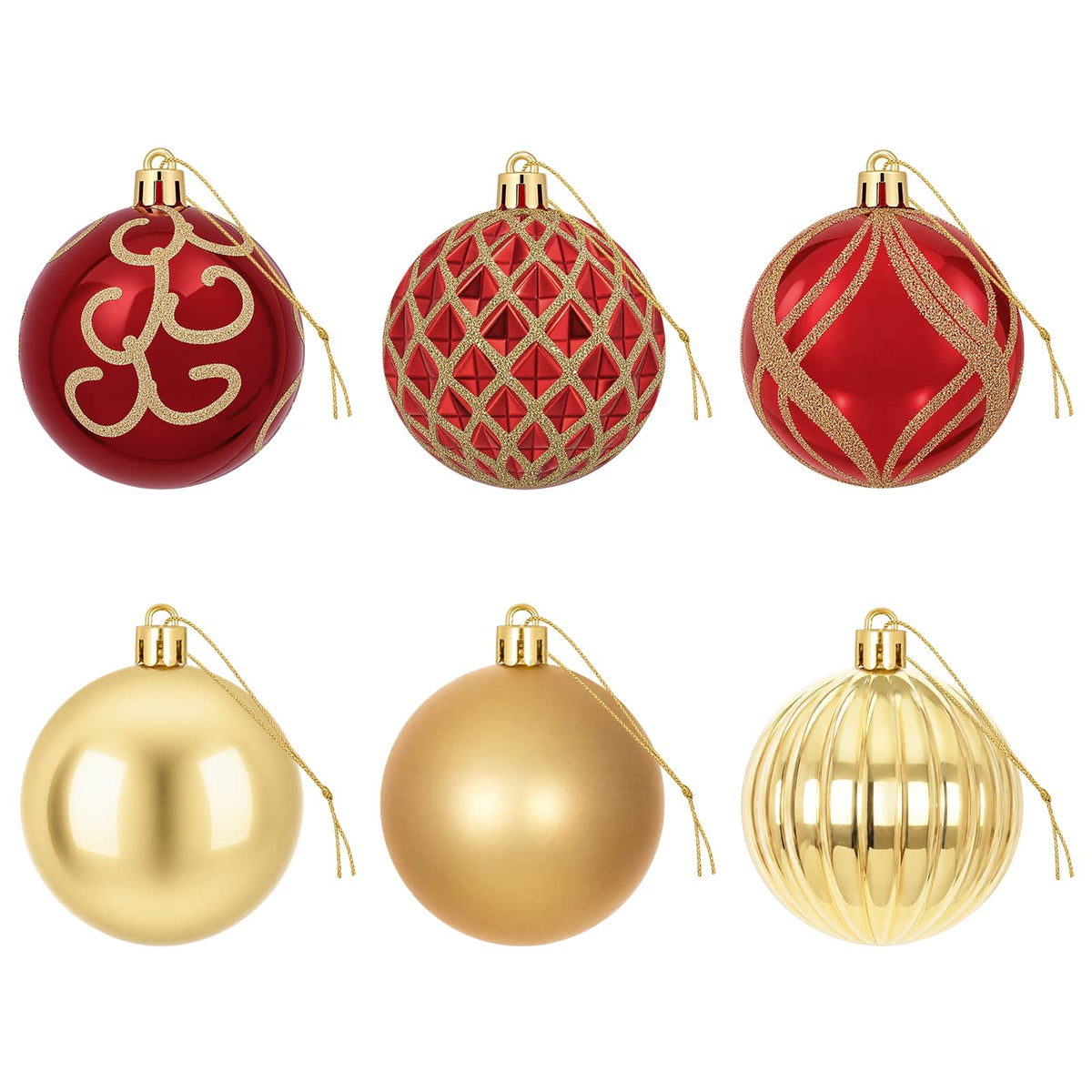 Set di Palline di Natale 30 pz Oro e Rosso Ø 6 cm Plastica | homemem39