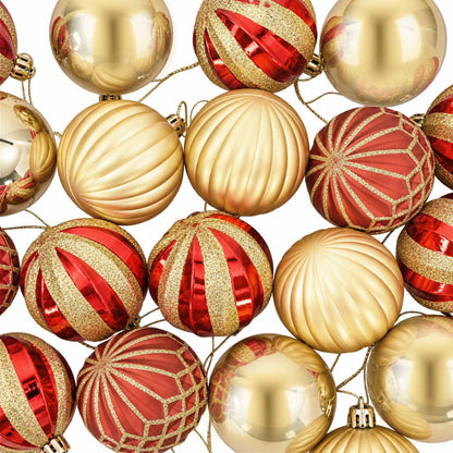 Set di Palline di Natale 30 pz Oro e Rosso Ø 6 cm Plastica