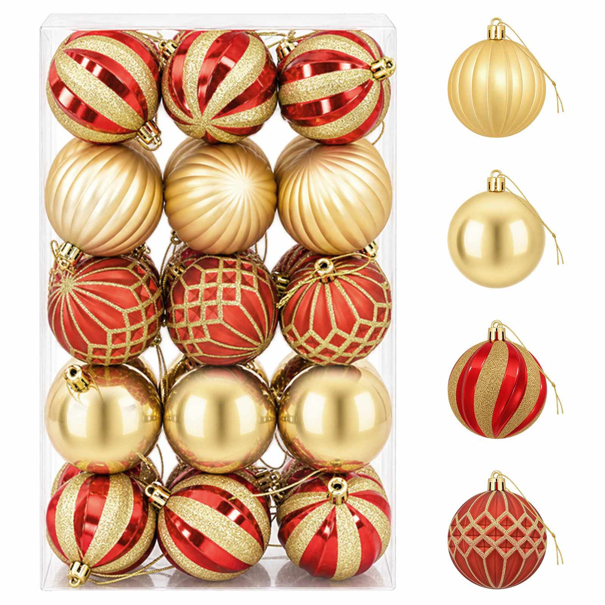 Set di Palline di Natale 30 pz Oro e Rosso Ø 6 cm Plastica