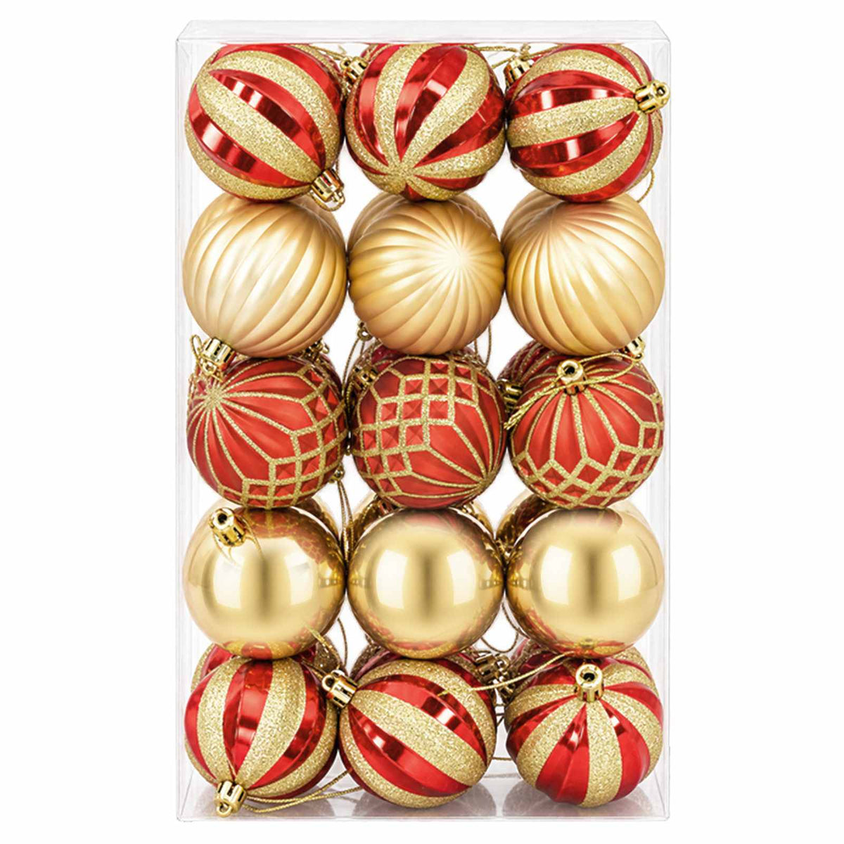 Set di Palline di Natale 30 pz Oro e Rosso Ø 6 cm Plastica