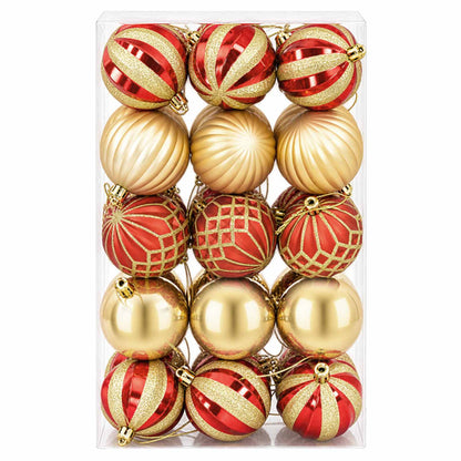 Set di Palline di Natale 30 pz Oro e Rosso Ø 6 cm Plastica