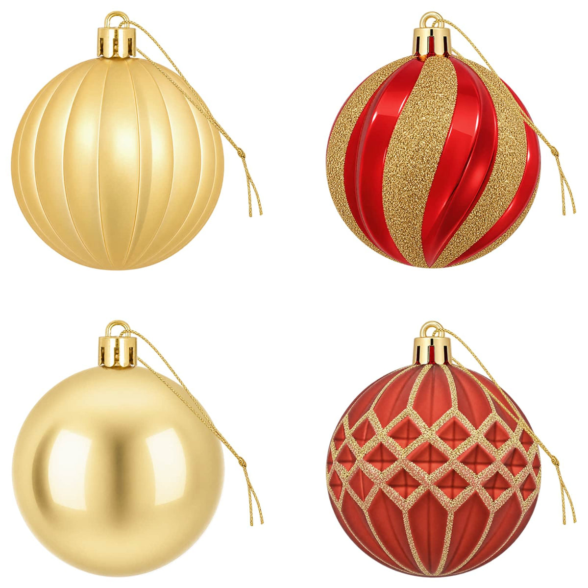 Set di Palline di Natale 30 pz Oro e Rosso Ø 6 cm Plastica