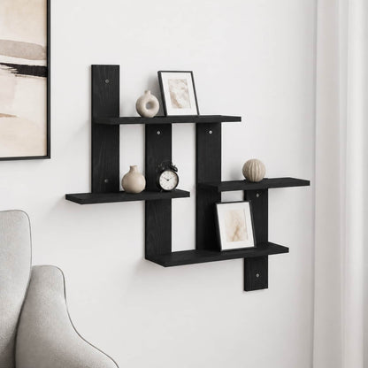 Scaffale da parete Rovere Nero 85 x 13,5 x 73,5 cm