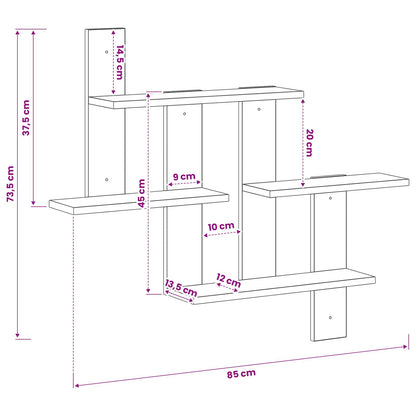 Scaffale da parete Rovere Fumo 85 x 13,5 x 73,5 cm