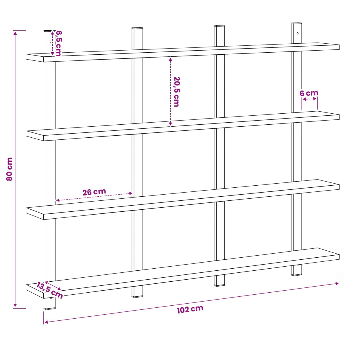 Scaffale da parete Rovere Sonoma 102 x 13.5 x 80 cm | homemem39