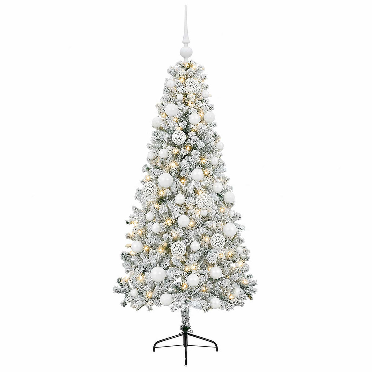 Albero di Natale artificiale con palline 120 cm 150 LED