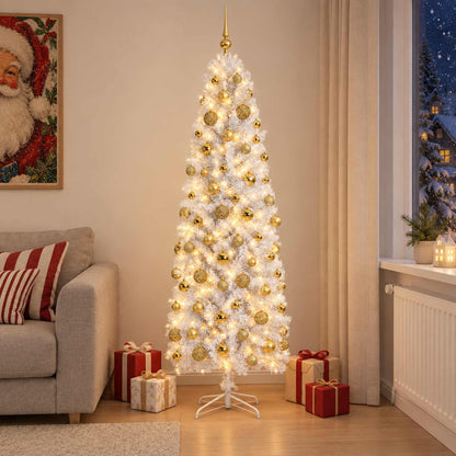 Albero di Natale Artificiale Slim con Palline 180 cm 300 LED | homemem39
