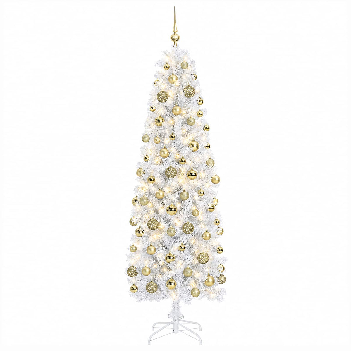 Albero di Natale Artificiale Slim con Palline 180 cm 300 LED | homemem39