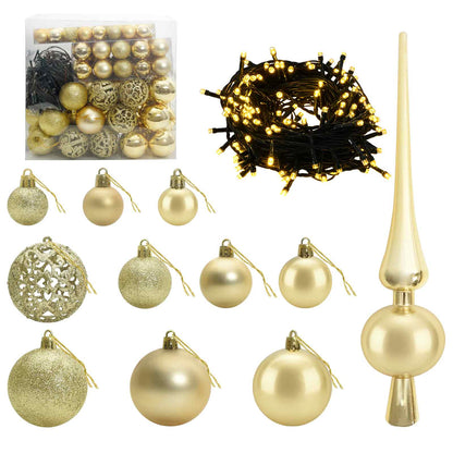 Albero di Natale Artificiale Slim con Palline 180 cm 300 LED