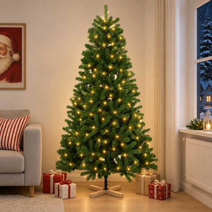 Albero di Natale artificiale 240 cm 300 LED Bianco caldo PVC