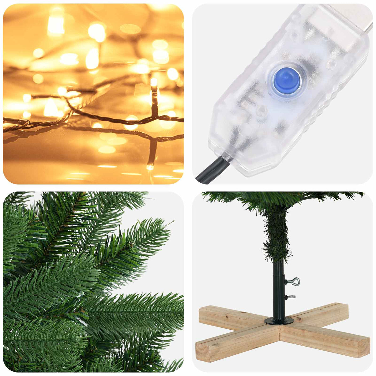 Albero di Natale artificiale 240 cm 300 LED Bianco caldo PVC