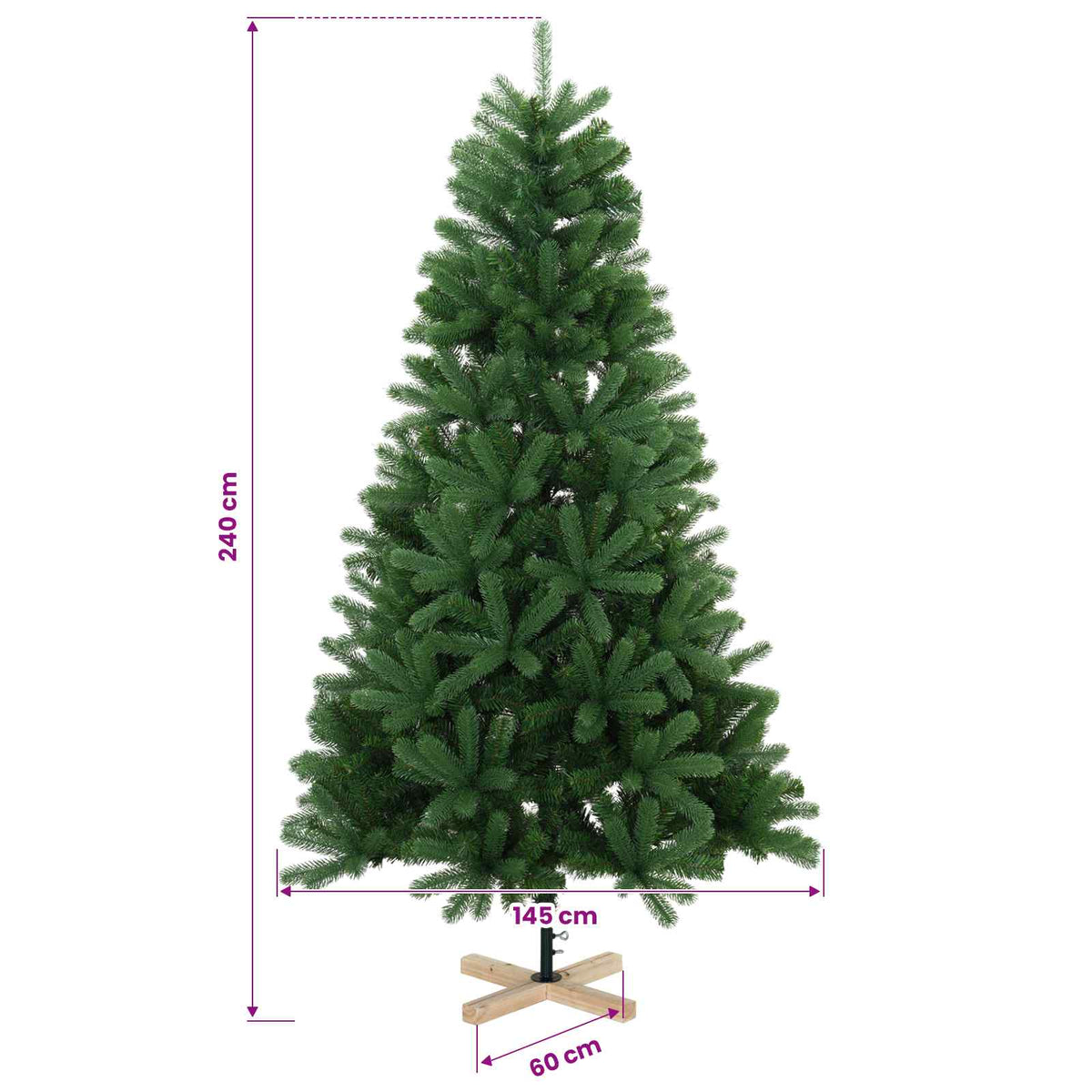 Albero di Natale artificiale 240 cm 300 LED Bianco caldo PVC