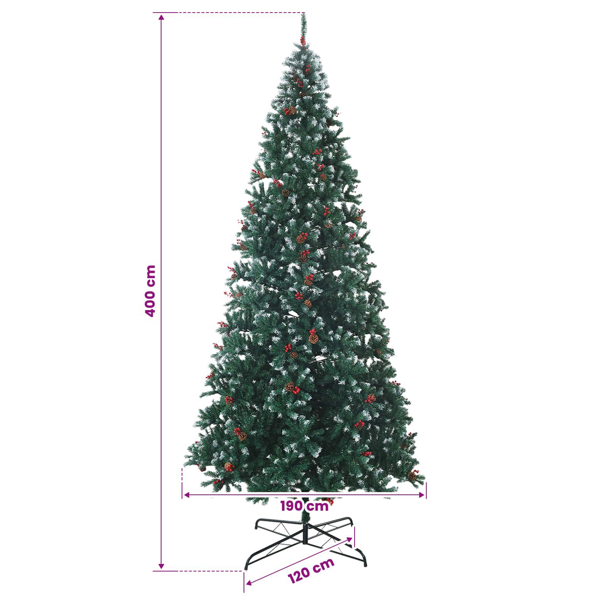 Albero di Natale Artificiale con Rami Pieghevoli 400 cm 600 LED