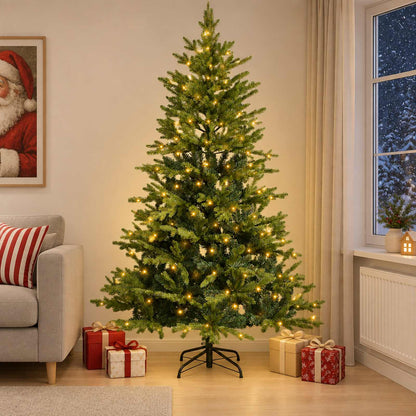 Albero di Natale Artificiale con Rami Pieghevoli 210 cm 300 LED