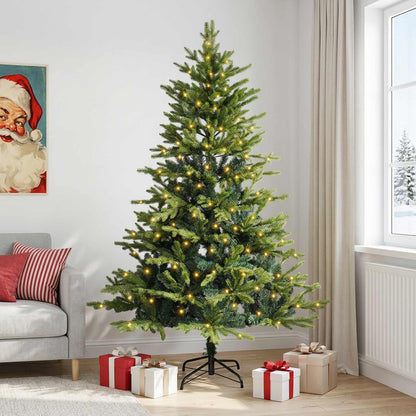 Albero di Natale Artificiale con Rami Pieghevoli 210 cm 300 LED