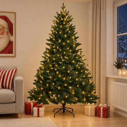 Albero di Natale Artificiale con Rami Pieghevoli 240 cm 300 LED
