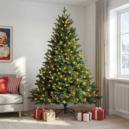 Albero di Natale Artificiale con Rami Pieghevoli 180 cm 300 LED