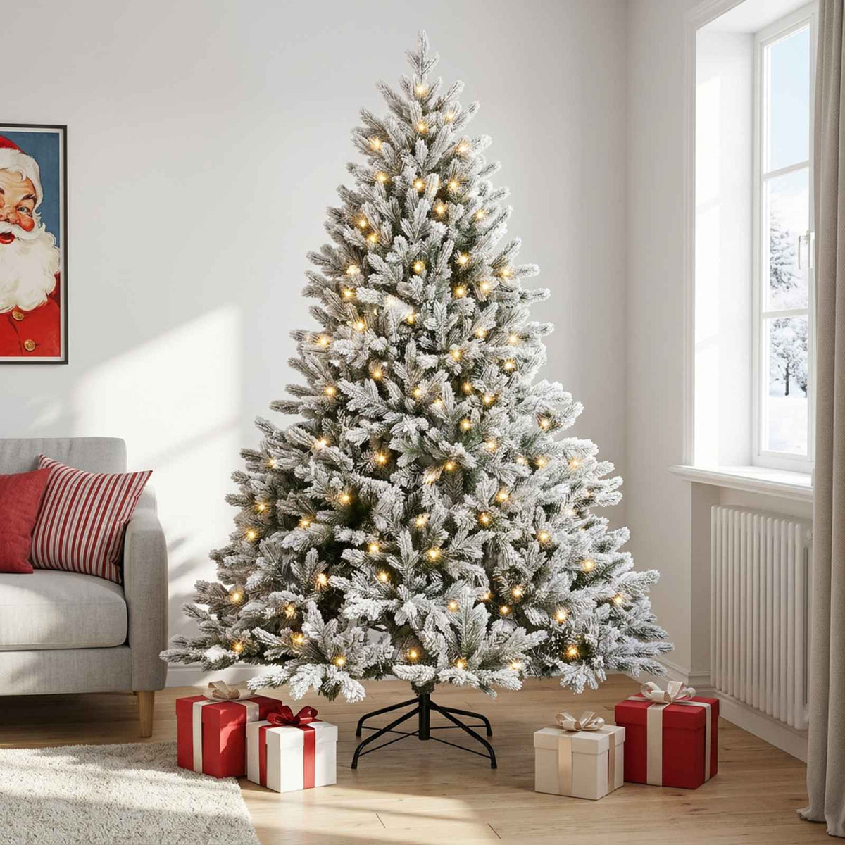 Albero di Natale Artificiale con Rami Pieghevoli 210 cm 300 LED