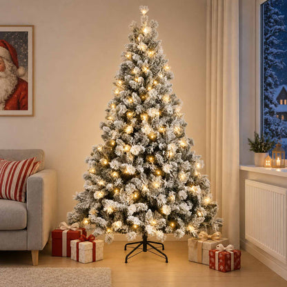 Albero di Natale Artificiale con Rami Pieghevoli 180 cm 300 LED