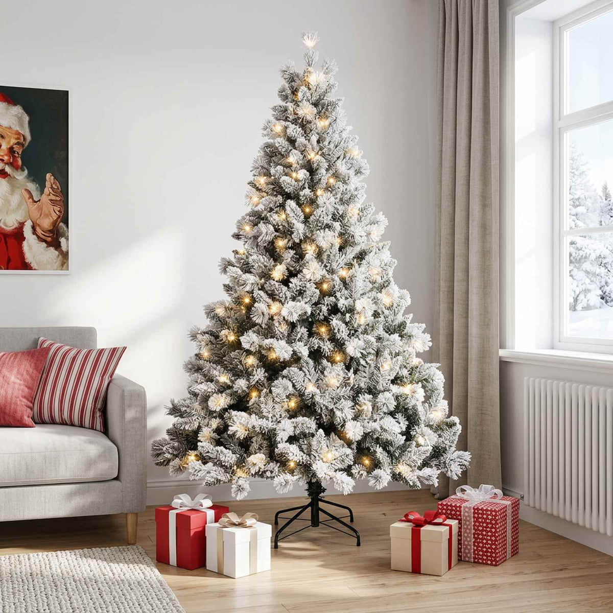 Albero di Natale Artificiale con Rami Pieghevoli 180 cm 300 LED