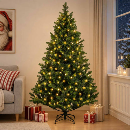 Albero di Natale Artificiale con Rami Pieghevoli 240 cm 300 LED
