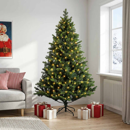 Albero di Natale Artificiale con Rami Pieghevoli 240 cm 300 LED