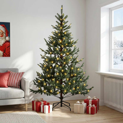 Albero di Natale Artificiale con Rami Pieghevoli 180 cm 300 LED