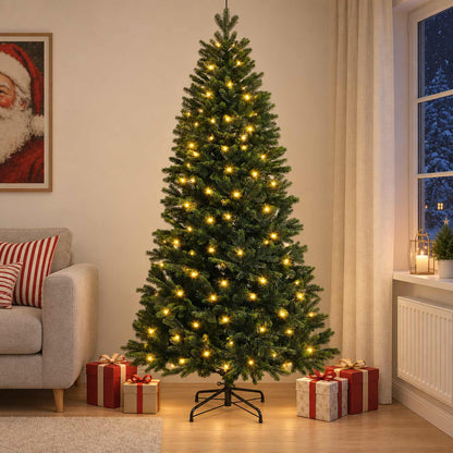 Albero di Natale Artificiale con Rami Pieghevoli 120 cm 150 LED