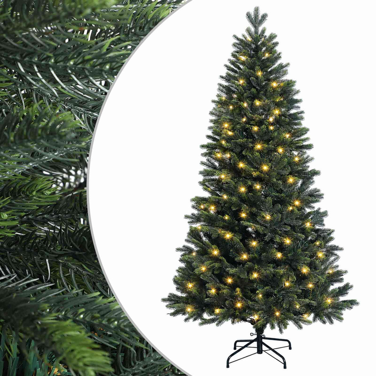 Albero di Natale Artificiale con Rami Pieghevoli 120 cm 150 LED