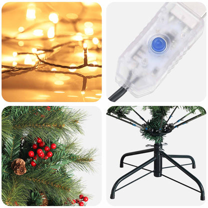 Albero di Natale Artificiale con Rami Pieghevoli 120 cm 150 LED