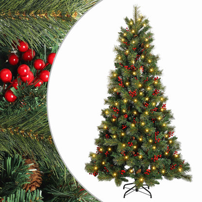 Albero di Natale Artificiale con Rami Pieghevoli 120 cm 150 LED