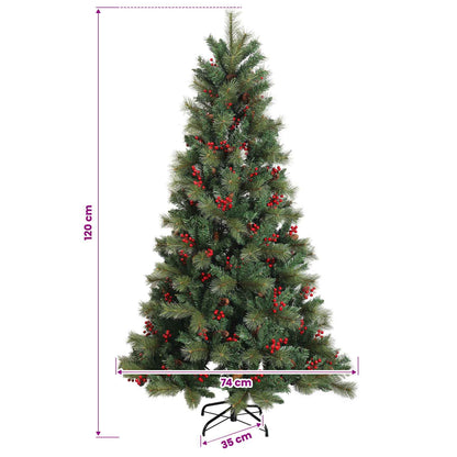 Albero di Natale Artificiale con Rami Pieghevoli 120 cm 150 LED
