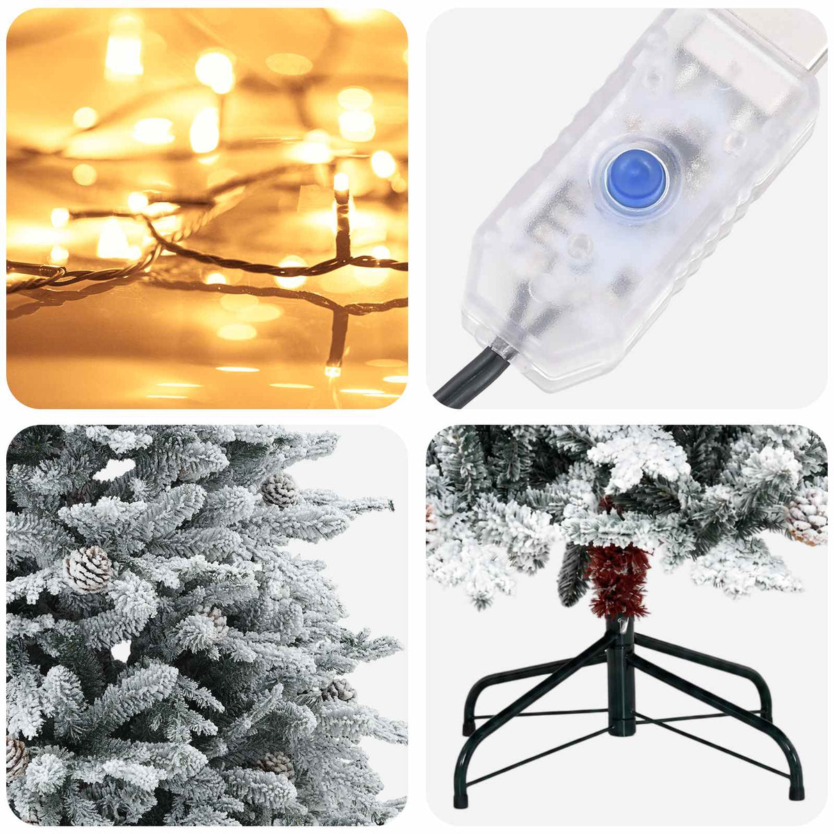 Albero di Natale Artificiale con Rami Pieghevoli 150 cm 150 LED | homemem39