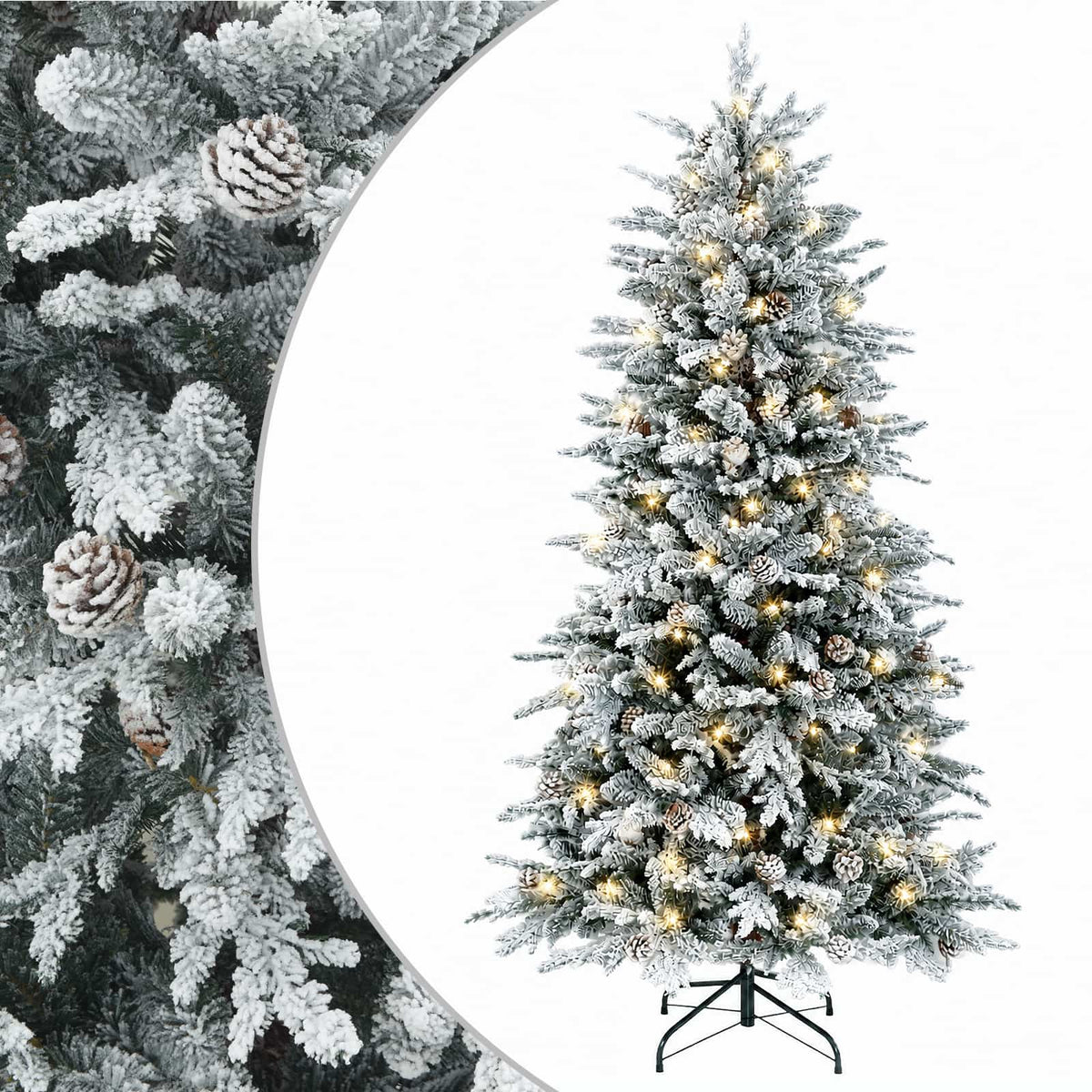 Albero di Natale Artificiale con Rami Pieghevoli 150 cm 150 LED