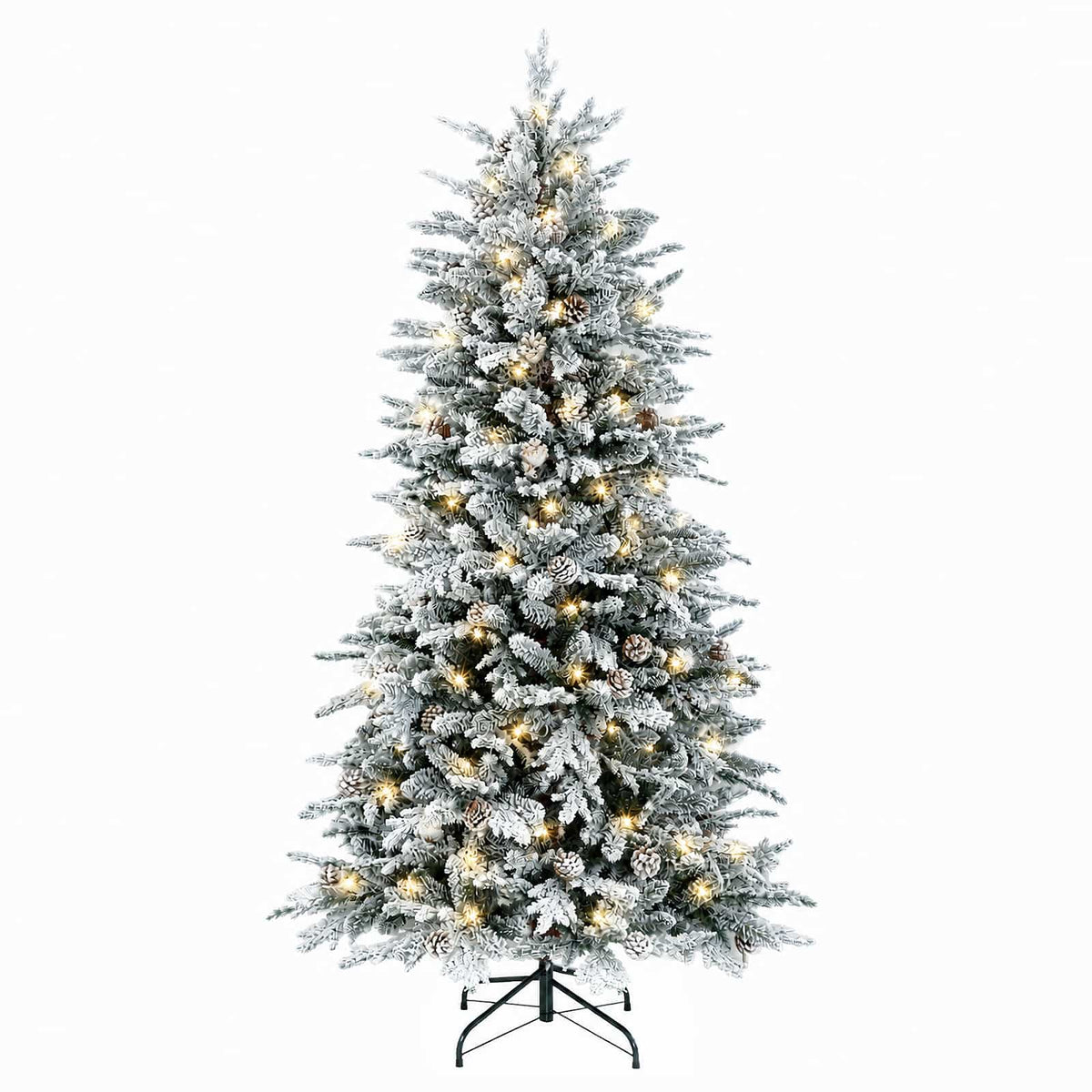 Albero di Natale Artificiale con Rami Pieghevoli 150 cm 150 LED