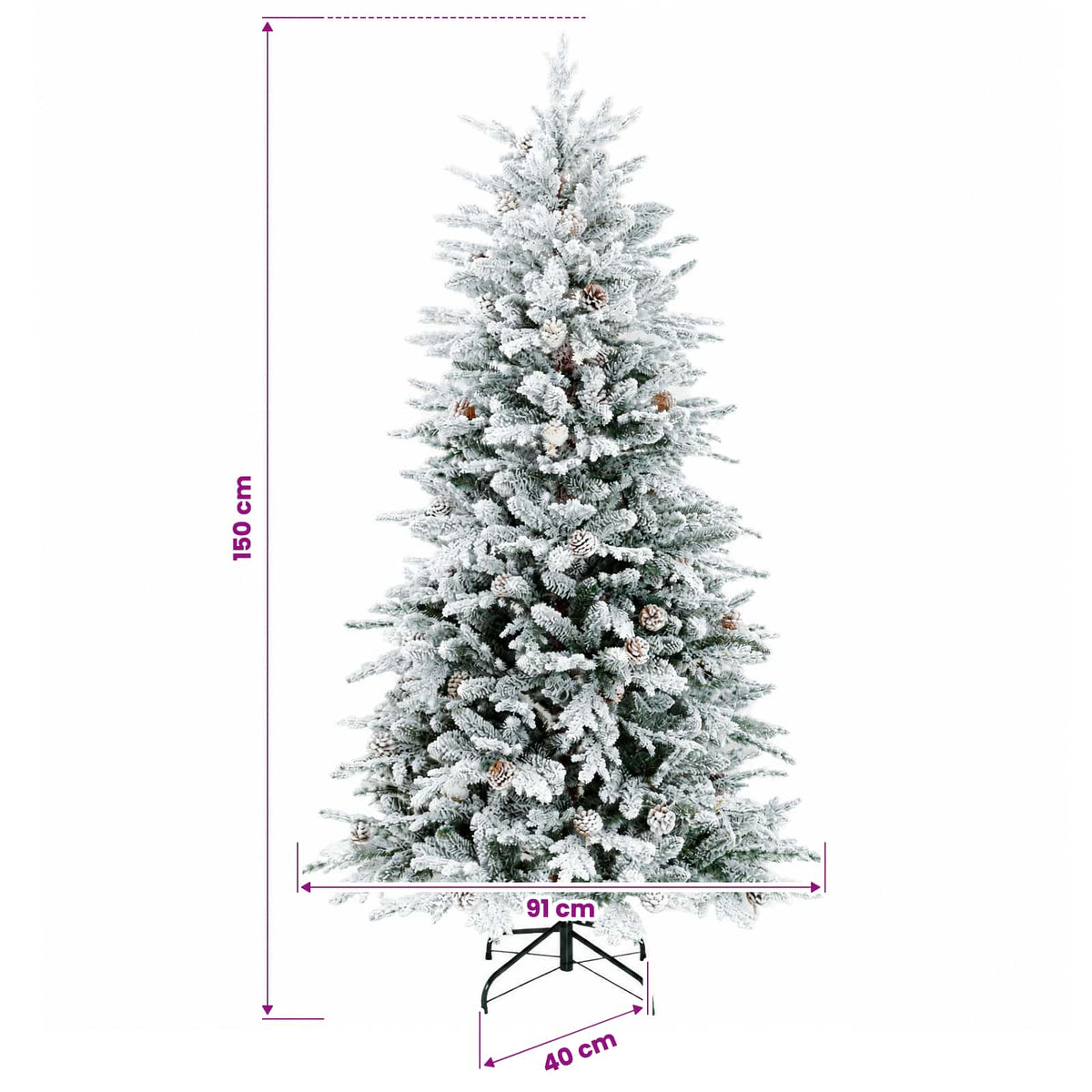 Albero di Natale Artificiale con Rami Pieghevoli 150 cm 150 LED | homemem39