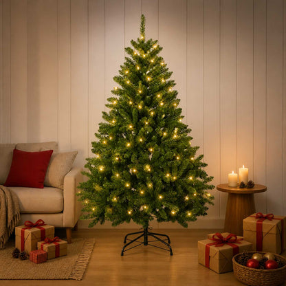 Albero di Natale Artificiale con Rami Pieghevoli 120 cm 150 LED