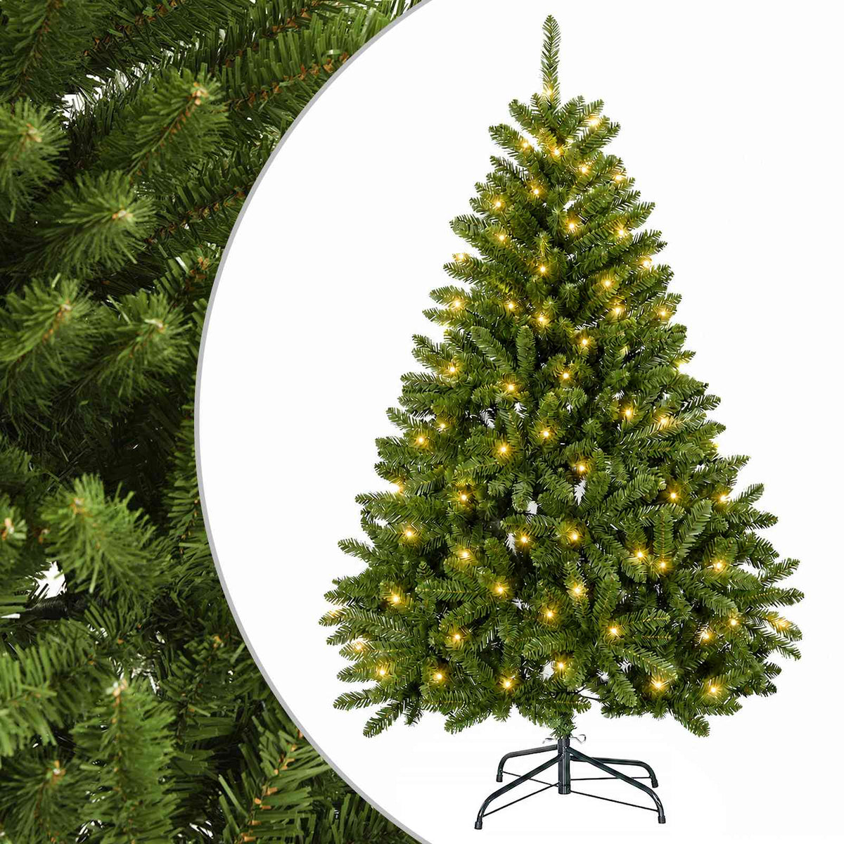 Albero di Natale Artificiale con Rami Pieghevoli 120 cm 150 LED