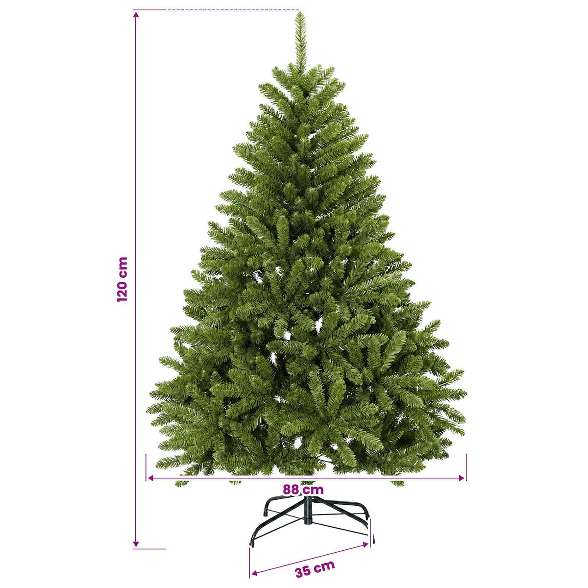 Albero di Natale Artificiale con Rami Pieghevoli 120 cm 150 LED