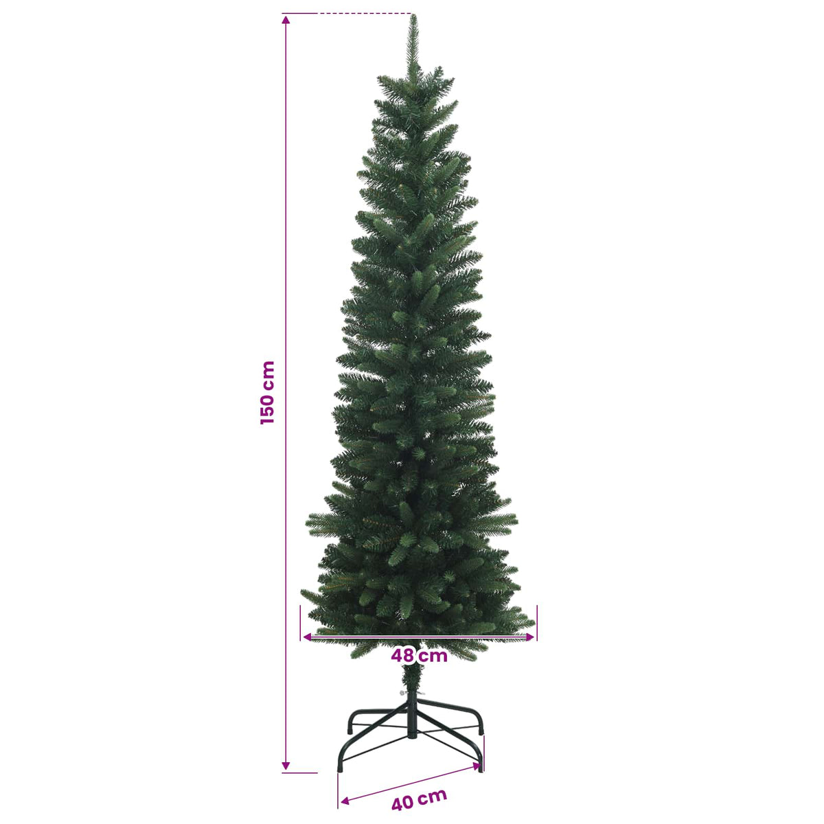 Albero di Natale Artificiale Sottile 150 cm 150 LED