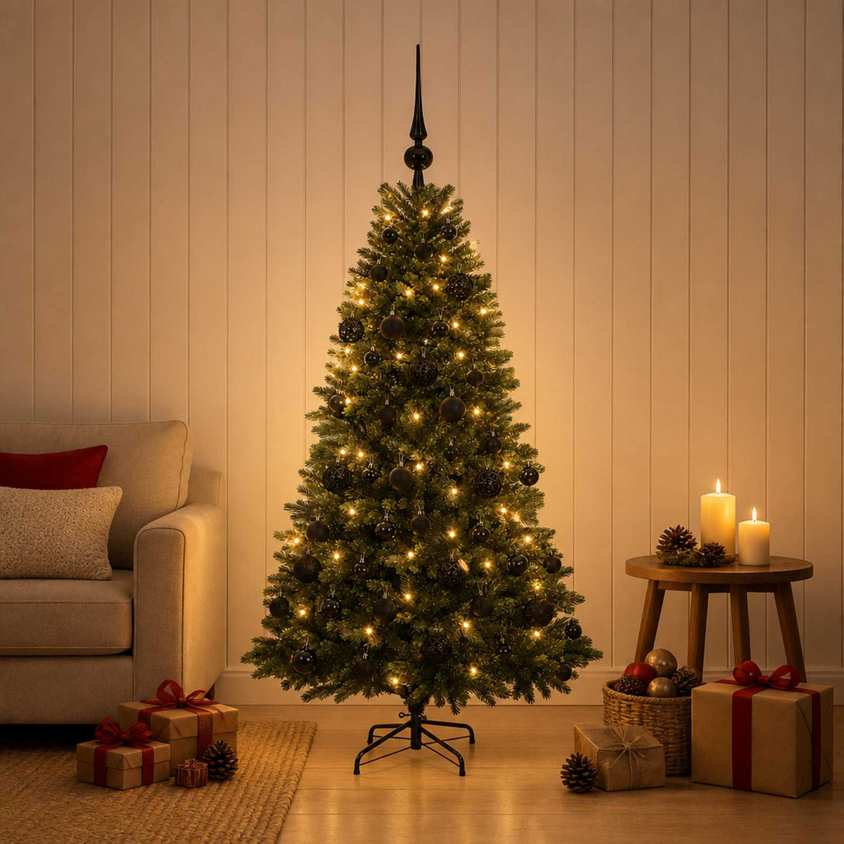 Albero di Natale Artificiale con Palline 150 cm 150 LED | homemem39