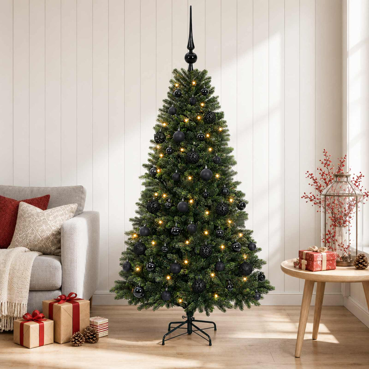 Albero di Natale Artificiale con Palline 120 cm 150 LED