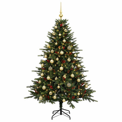 Albero di Natale artificiale con palline 120 cm 150 LED
