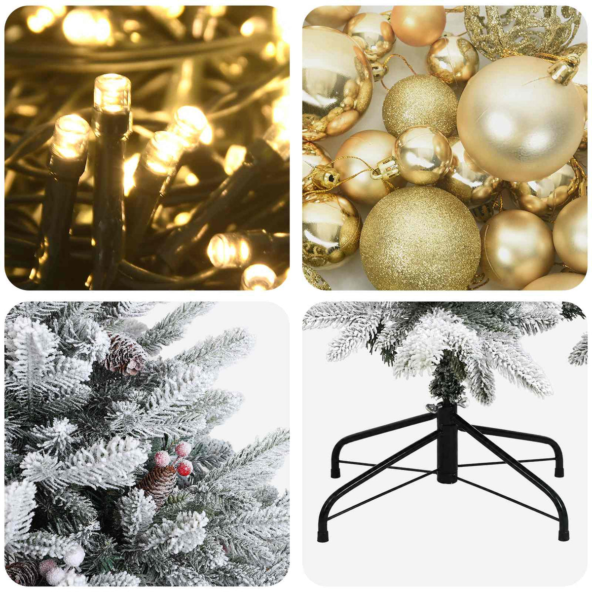 Albero di Natale artificiale con palline 150 cm 150 LED | homemem39