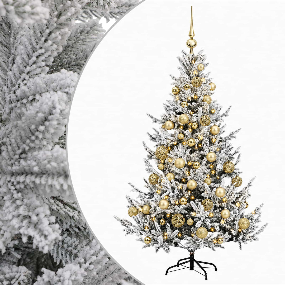 Albero di Natale artificiale con palline 120 cm 150 LED