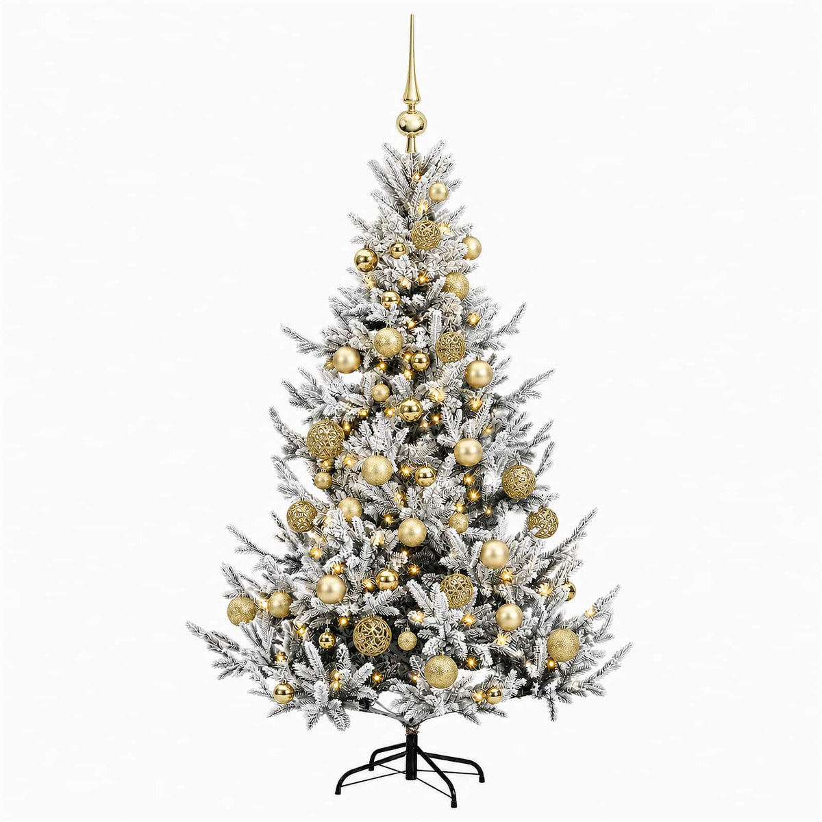 Albero di Natale artificiale con palline 120 cm 150 LED